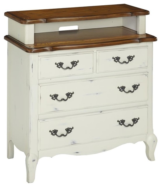 Oak and Rubbed White Media Chest