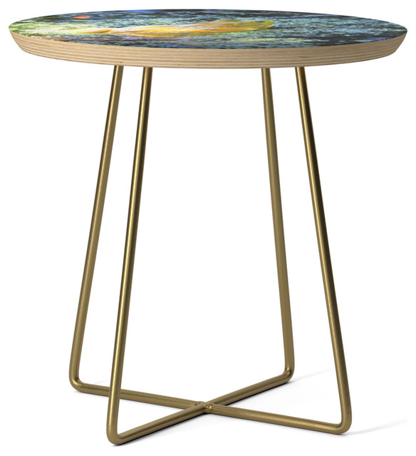 Society6 Side Table Birch Steel 19 Bullfrog In The Swamp By