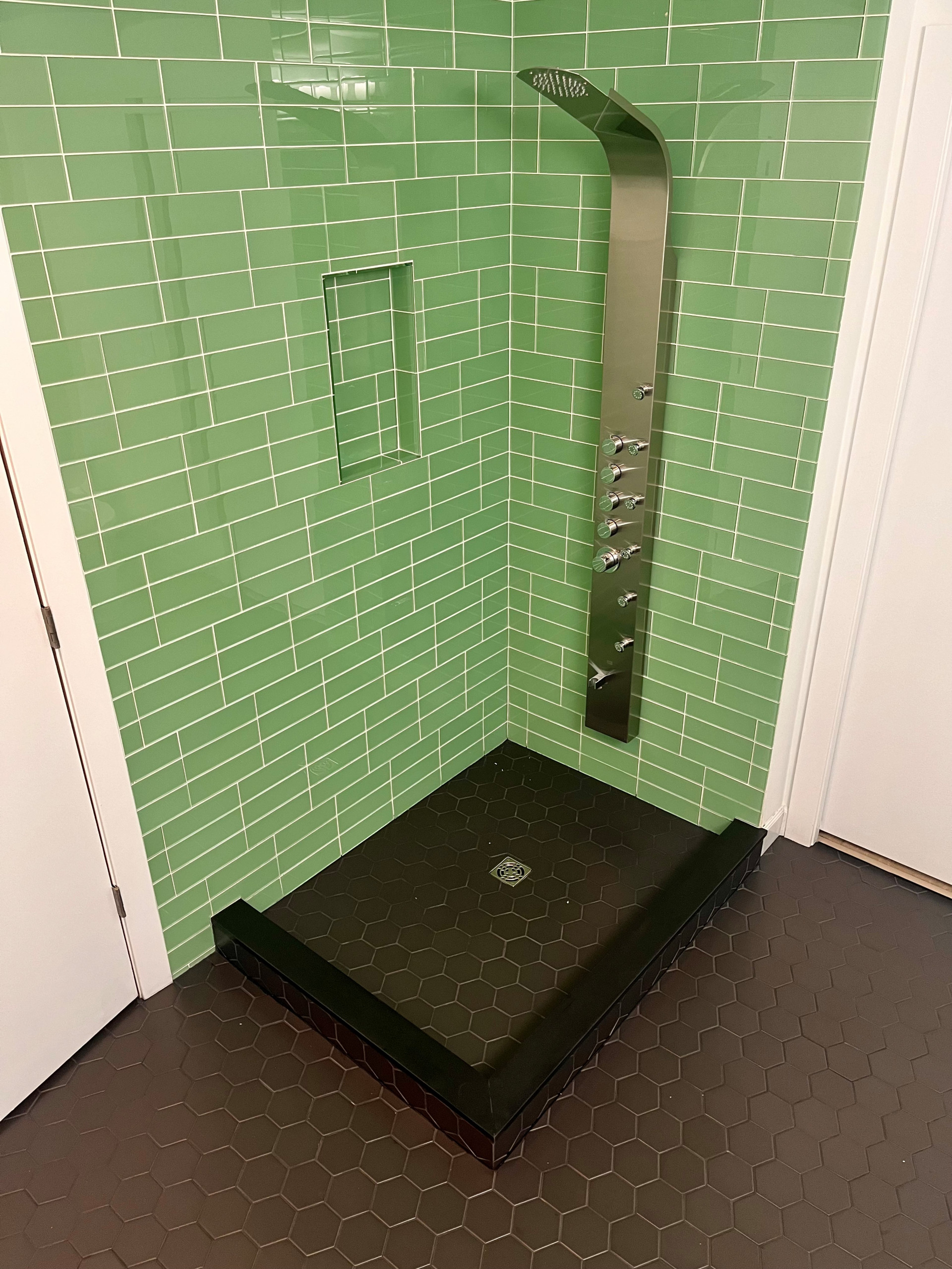Green glass shower