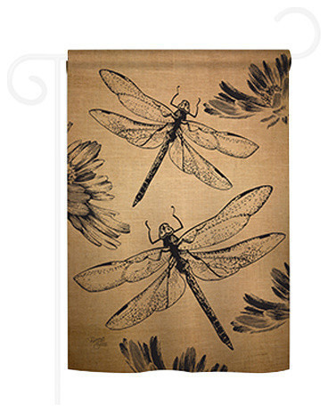 Dragonfly Burlap 2-Sided Impression Garden Flag