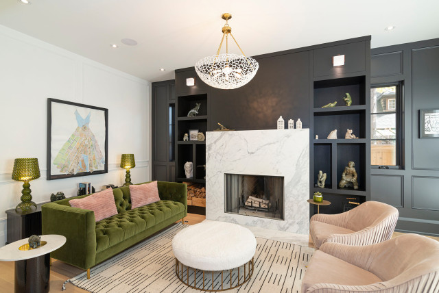 Kingsway Custom Home nyklassisk-vardagsrum