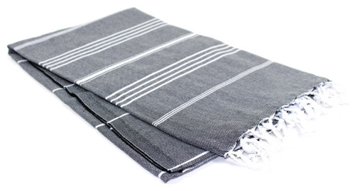Black With White Stripes Turkish Towel