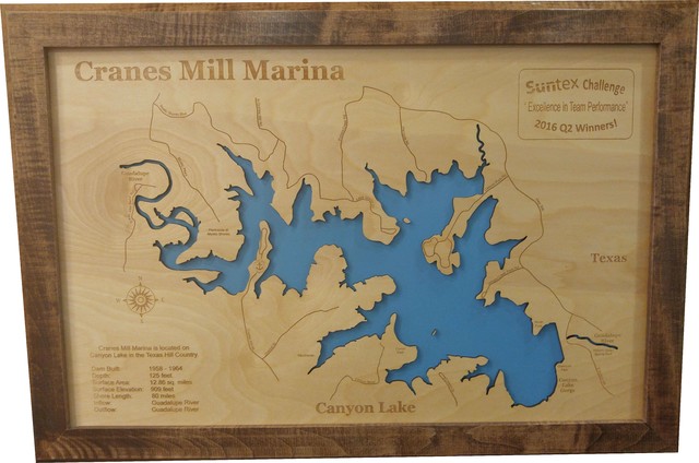 Canyon Lake Texas Map Canyon Lake, Texas-Wood Lake Map - Rustic - Wall Accents - By Phd's | Houzz
