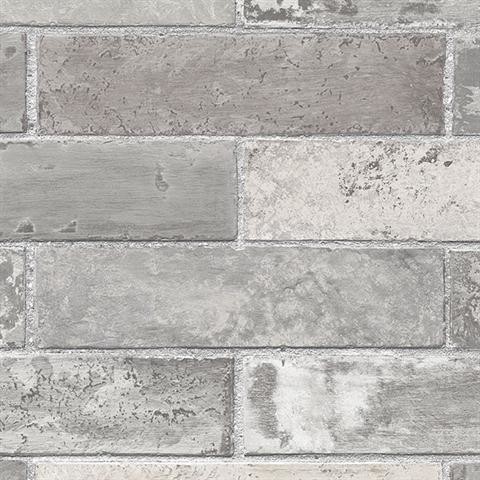 Brick Double Roll Wallpaper, Gray