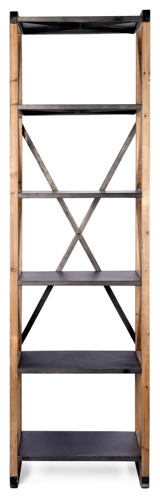 Hudson Reclaimed Wood and Iron Tall Bookcase