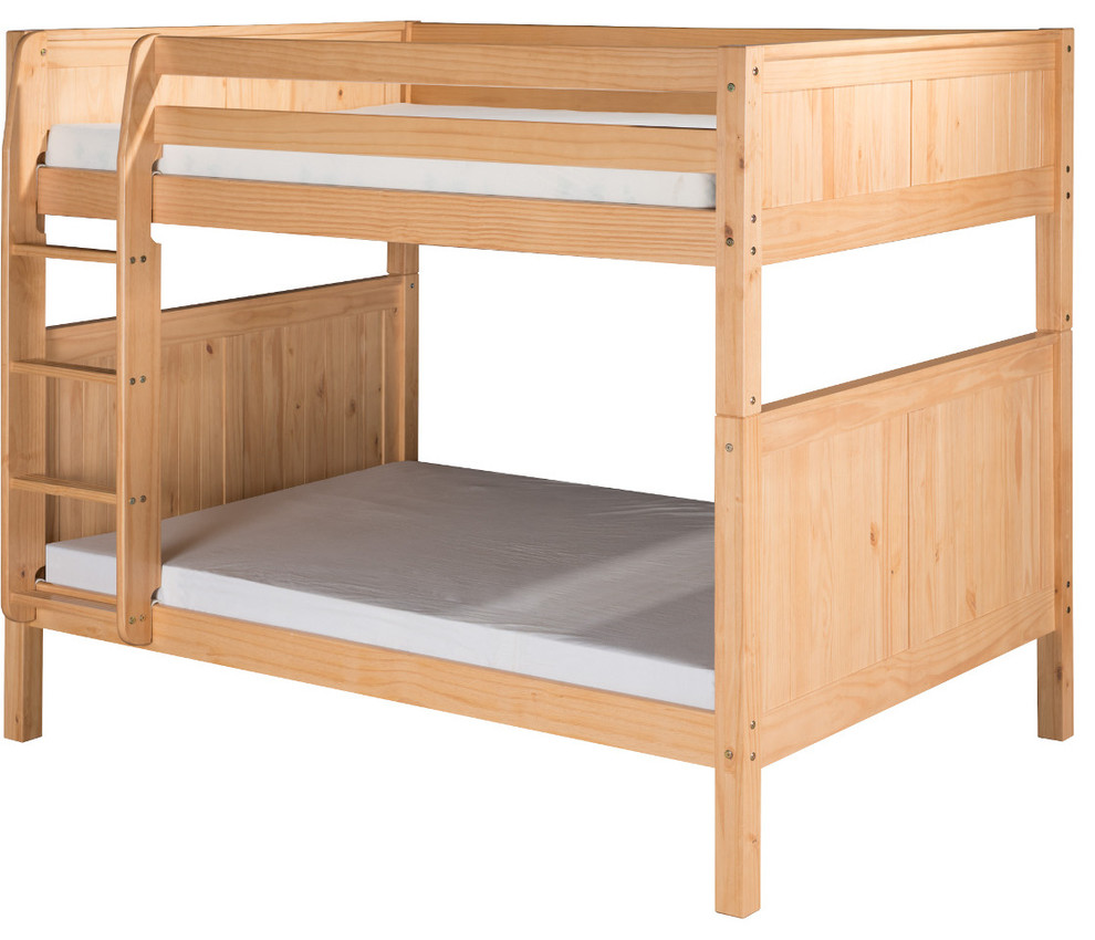 Full over Full Bunk Bed with Panel Headboard - Natural Finish