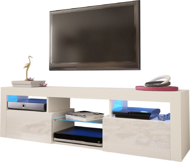 Bari 160 Wall Mounted Floating 63 Tv Stand With Led Lights White