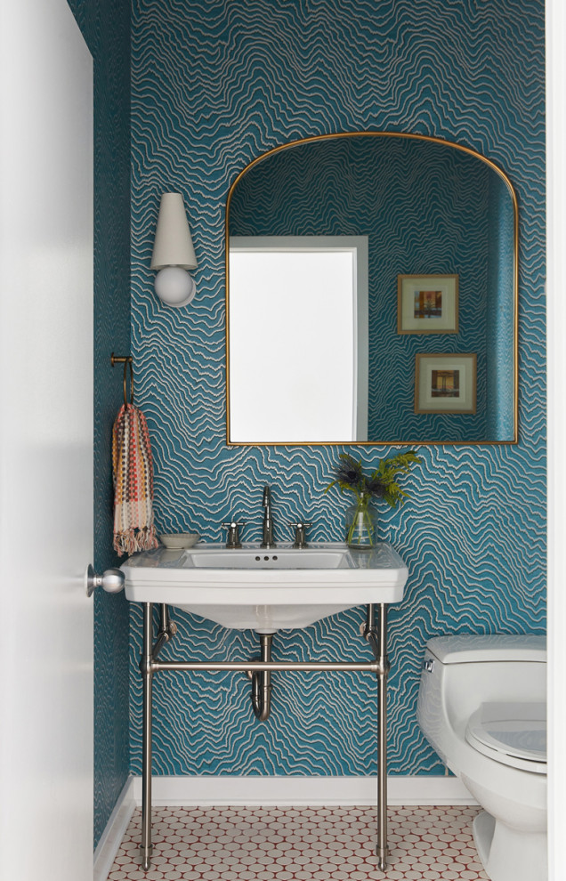 Colorful Modern Single Family Home - Eclectic - Powder Room - Chicago ...