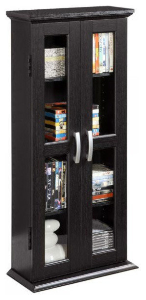 41 Wood Media Tower Cabinet Brown Transitional 41 Wood Media Tower Cabinet Brown