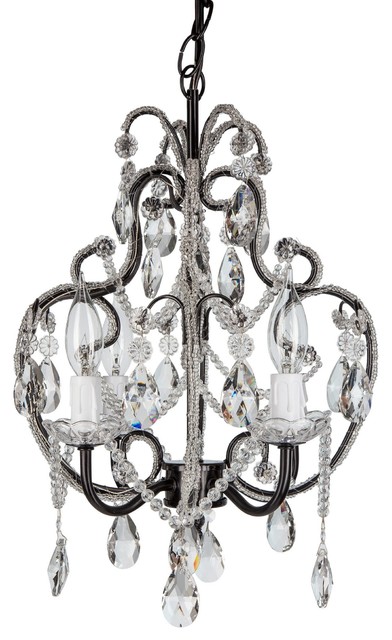 4 Light Crystal Beaded Wrought Iron Chandelier Black Traditional Chandeliers By Amalfi Decor Houzz 4 Light Crystal Beaded Wrought, Black Iron And Crystal Chandeliers