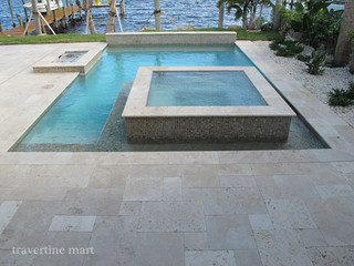 ivory tumbled travertine pool deck tiles and pavers