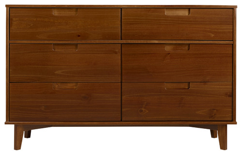 6 Drawer Mid Century Modern Wood Dresser, Walnut