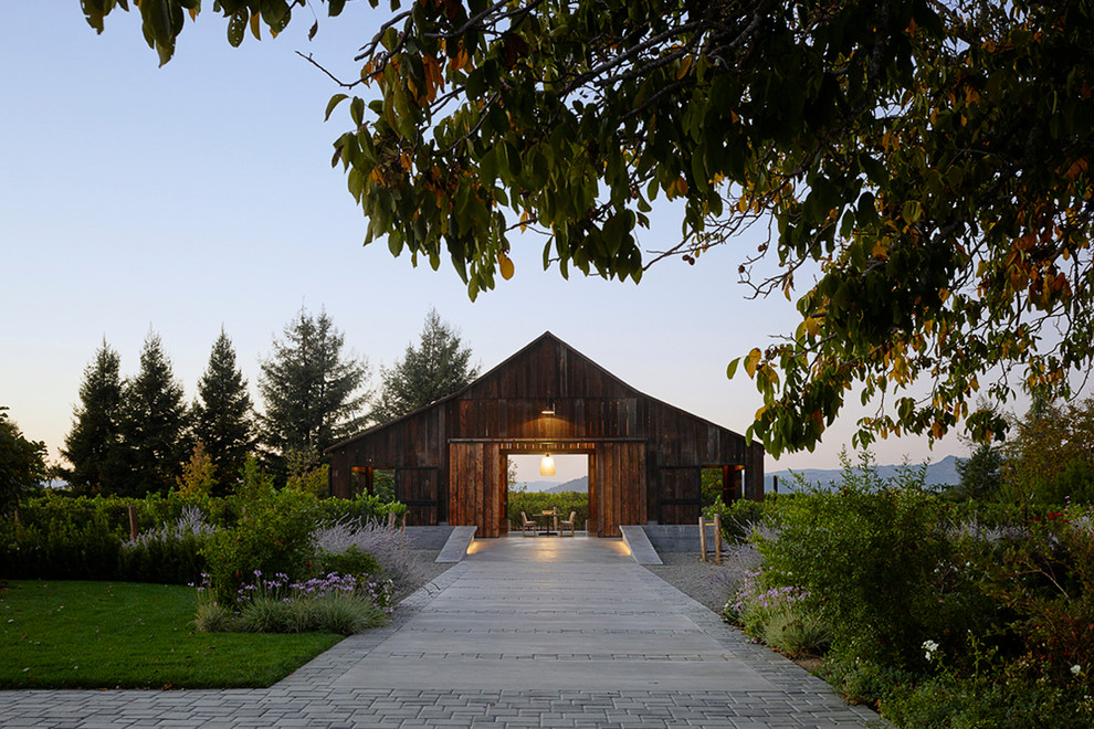 Cottage one-story wood exterior home idea in San Francisco
