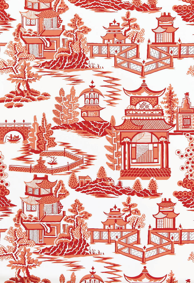 Schumacher Nanjing Printed Wallpaper Asian Wallpaper by