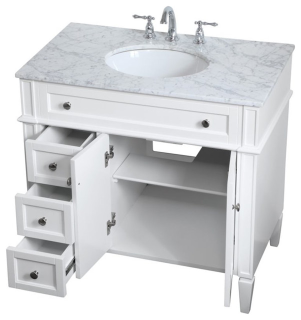 Elegant Decor Williams 30" Single Marble Top Bathroom Vanity in White ...