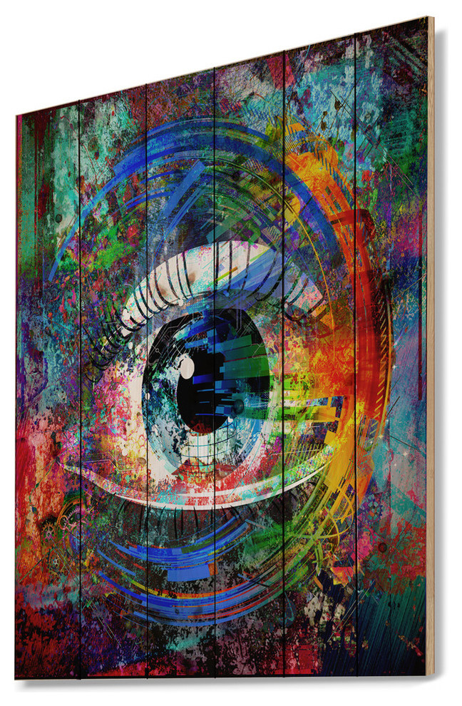 Designart Magic Eye Over Abstract Design Abstract Wood Wall Art, 46x36 ...