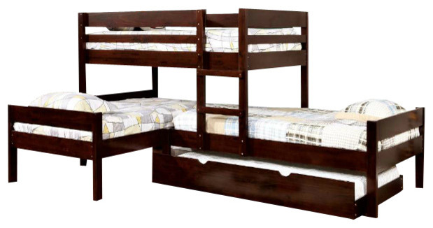maxwell twin size low corner triple bunk bed - transitional - bunk maxwell twin size low corner triple bunk bed - transitional - bunk