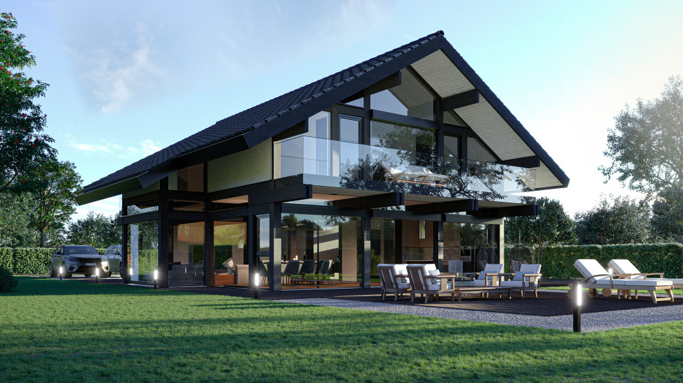 Дом с двускатной крышей по проекту Виктория 240м²