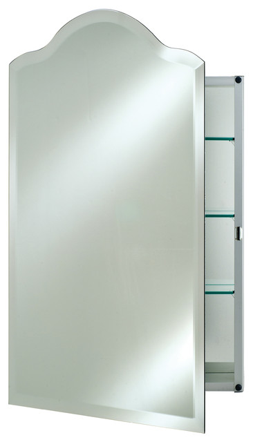 Scallop Top Frameless Medicine Cabinets, 24"x30", Right Hinge