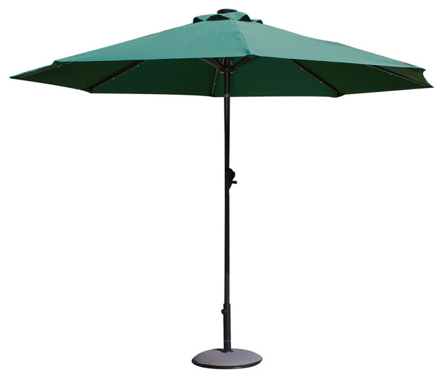 Adeco 9 Feet Outdoor Market Aluminum Umbrella With Led Light Dark Adeco 9 Feet Outdoor Market Aluminum Umbrella With Led Light Dark Green Contemporary Umbrellas By