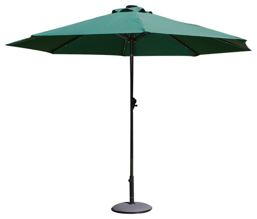 Outdoor Market Aluminum Umbrella With LED Light, Dark Green