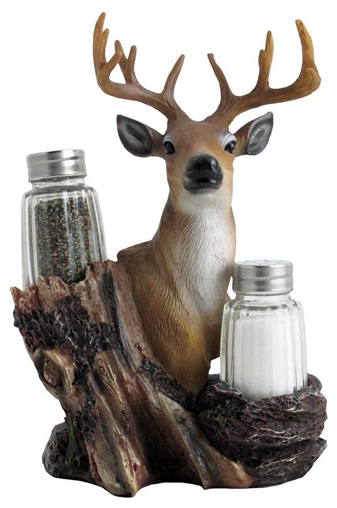 Big Buck Decorative Deer Salt and Pepper Shaker Set, 3-Piece Set ...