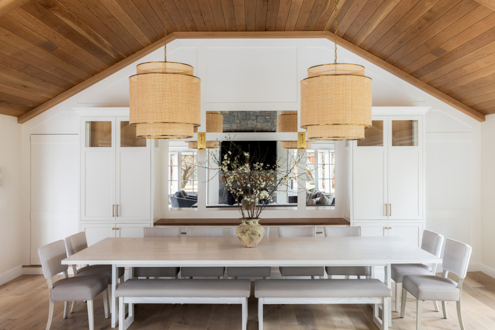 Example of a transitional dining room design in New York