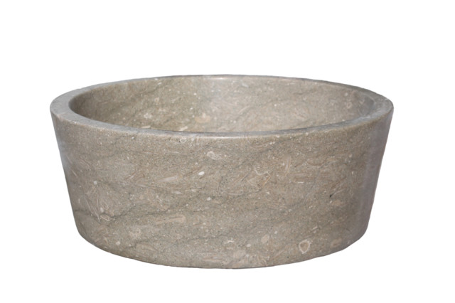 Tapered Natural Stone Vessel Sink, Sea Grass Marble
