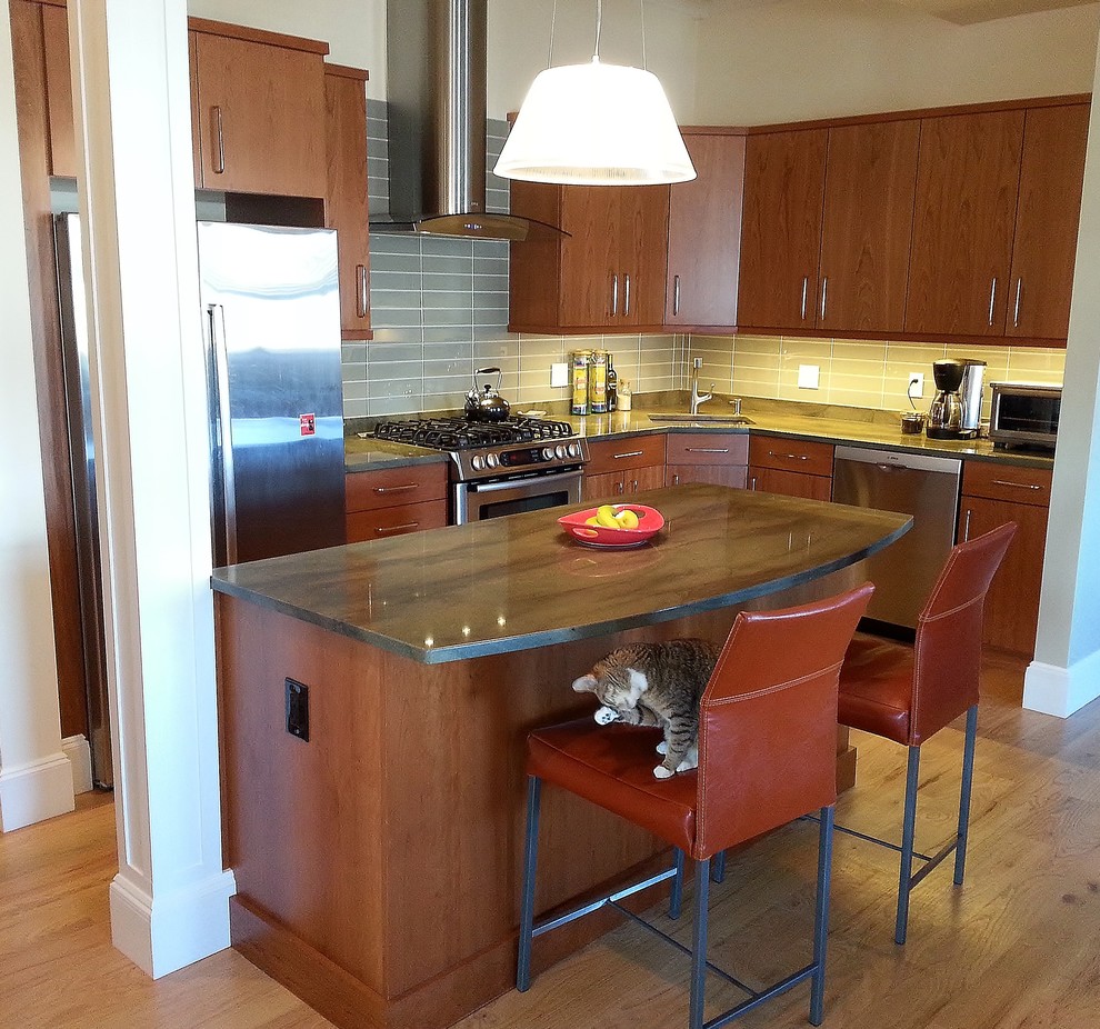 Example of a mid-sized trendy kitchen design in Providence