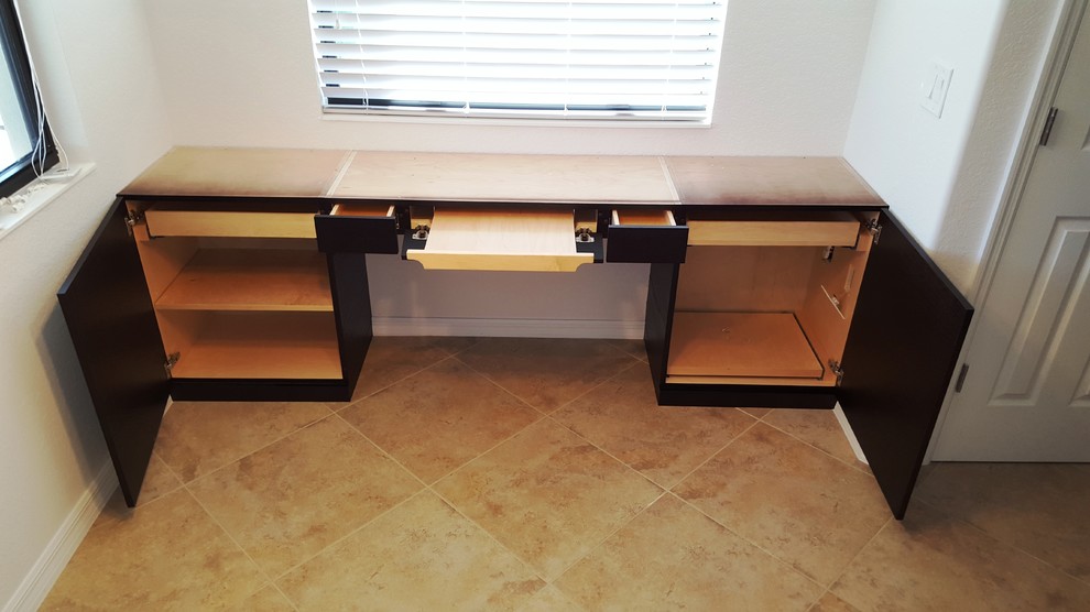 Console with Floating Shelves Contemporary Home Office by Top