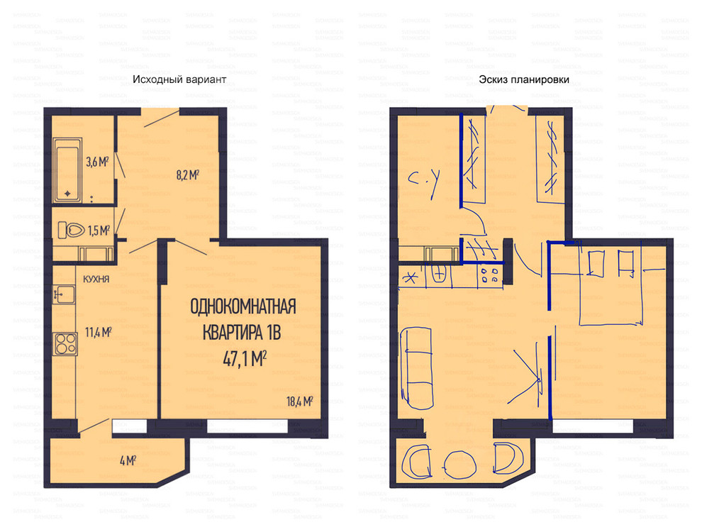 Идеи перепланировки для однокомнатных квартир