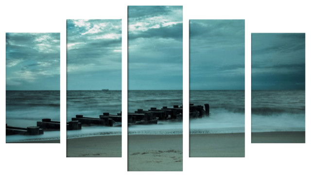 Blue Morning At Rehoboth 5 Piece Panels Canvas Prints Wall Art Symmetrical Beach Style Prints And Posters By Pi Photography Wall Art Fine Art