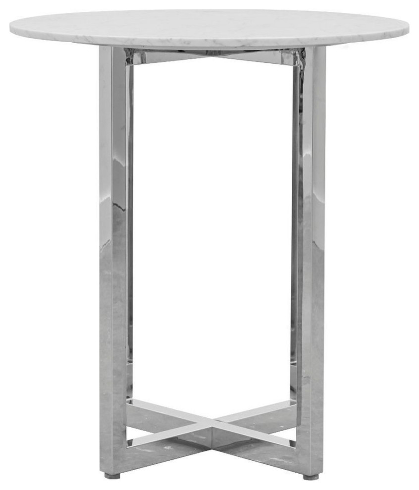 Modus Amalfi 32" Round Bar Marble Table in Taupe Contemporary