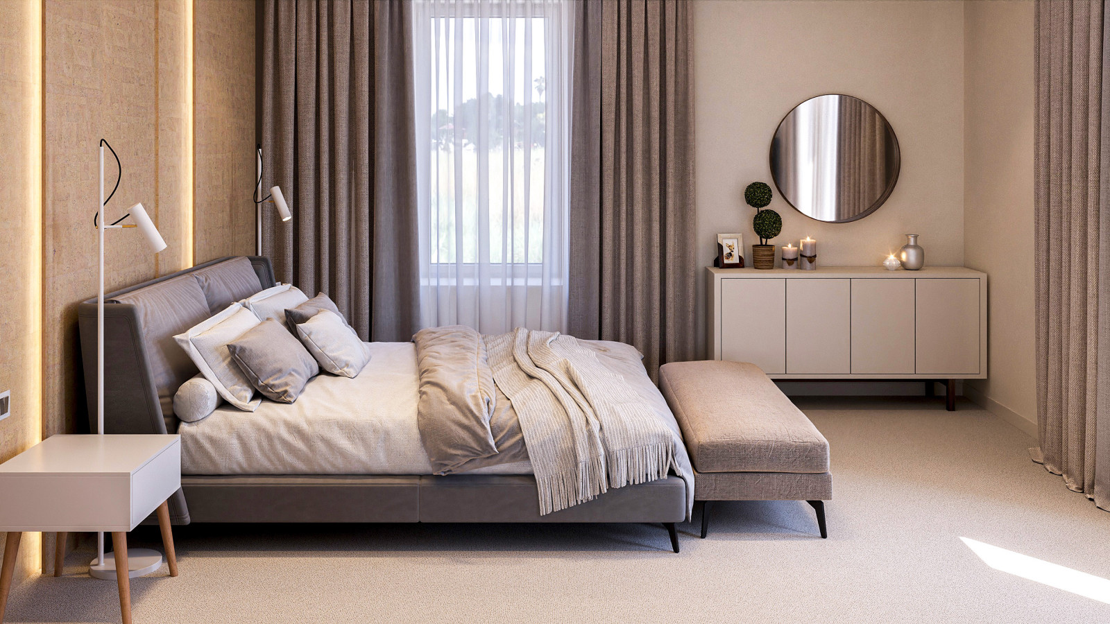 Современный дом для семьи в светлых тонах.