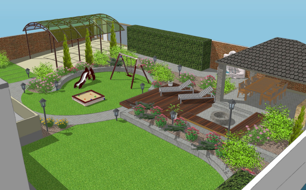 Зона отдыха на рельефном участке