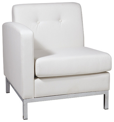 Wall Street Arm Chair LAF, White Faux Leather