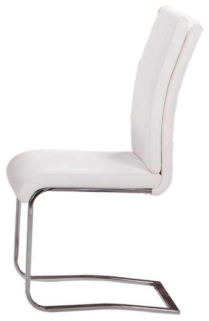 Best Master Modern Faux Leather Dining Side Chair in White/Chrome (Set of 2)