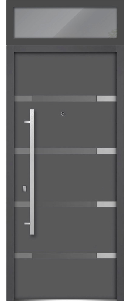 Exterior Prehung Door 36 x 96 / Deux 1105 Gray Graphite, Right in