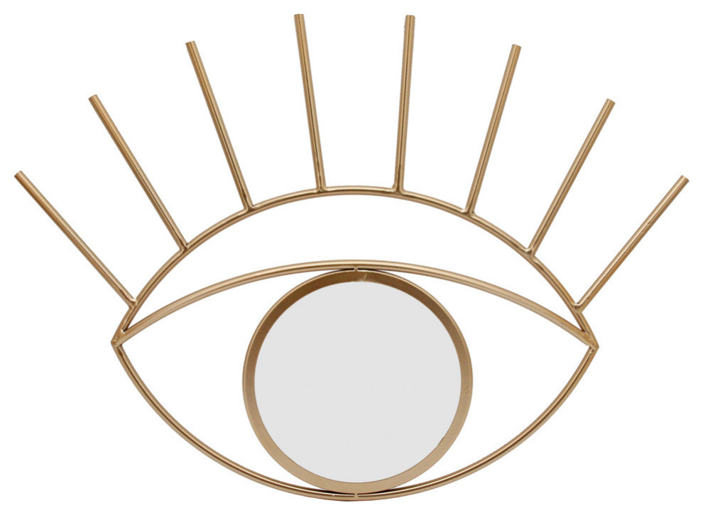 Metal 23" Eye Wall Decor With Mirror, Gold Contemporary Wall Mirrors by Sagebrook Home Houzz
