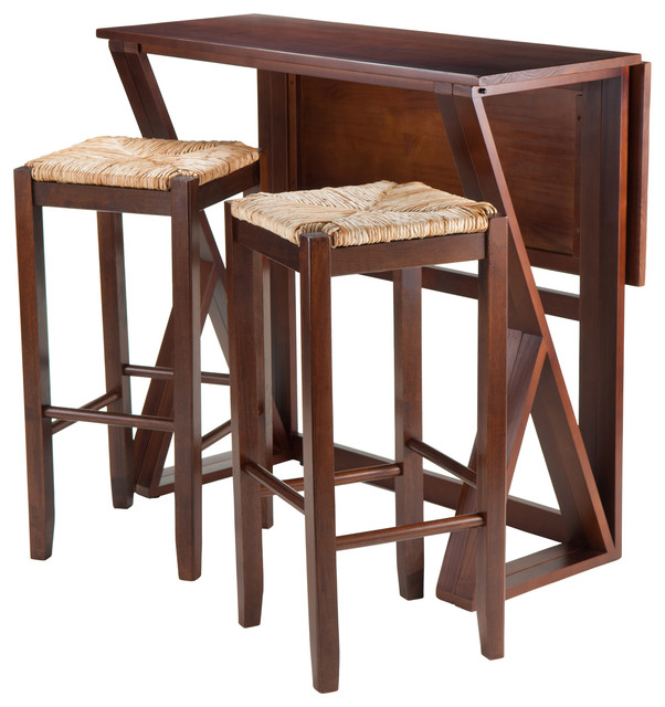 Winsome Harrington 3 Piece Counter Height Drop Leaf Dining Set - Beach ...