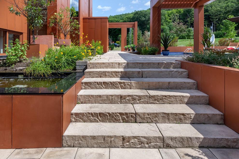 Inspiration for a mid-sized rustic backyard landscaping.