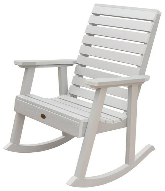 Slatted Recycled Plastic Rocking Chair, Indoor/Outdoor Comfort - Beach ...