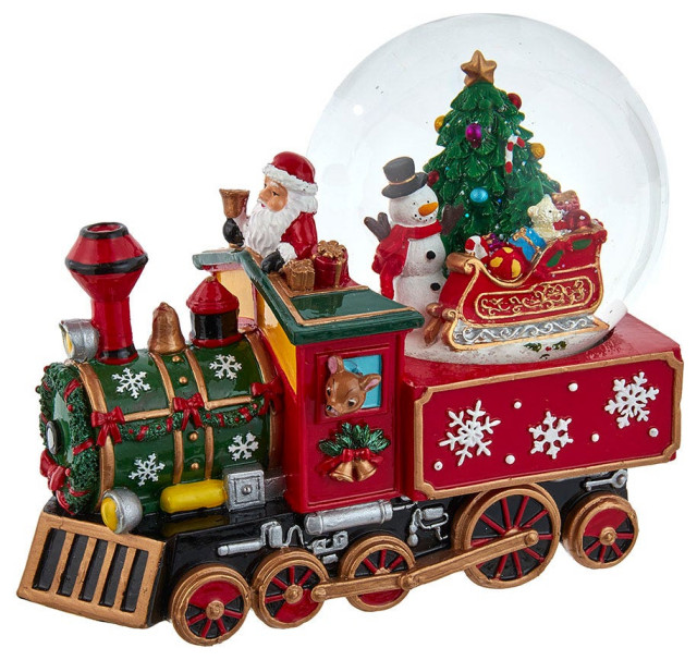 Frosted White Winter Cardinals Musical 5 Inch Resin Decorative Snow Globe Motors