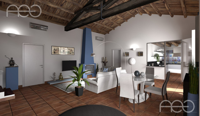 Appartamento nel centro storico di Palermo mediterranean-living-room