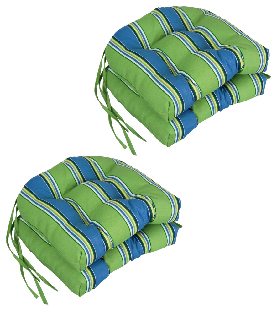 16" Outdoor UShaped Tufted Chair Cushions, Set of 4, Haliwell