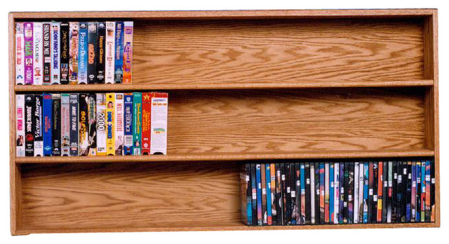 Solid Oak Wall Or Shelf Mount Dvd Vhs Tape Book Cabinet Modern