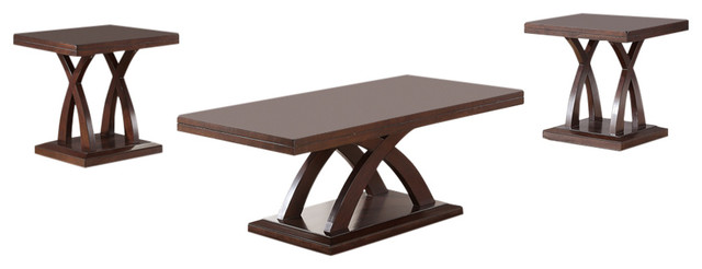 Fiorenza 3 Piece Cherry Wood Table Set Transitional Coffee Fiorenza 3 Piece Cherry Wood Table Set