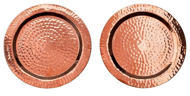 Sertodo Napa Round Bottle Coasters, Hammered Copper, 5.5" Diameter, Copper, Set