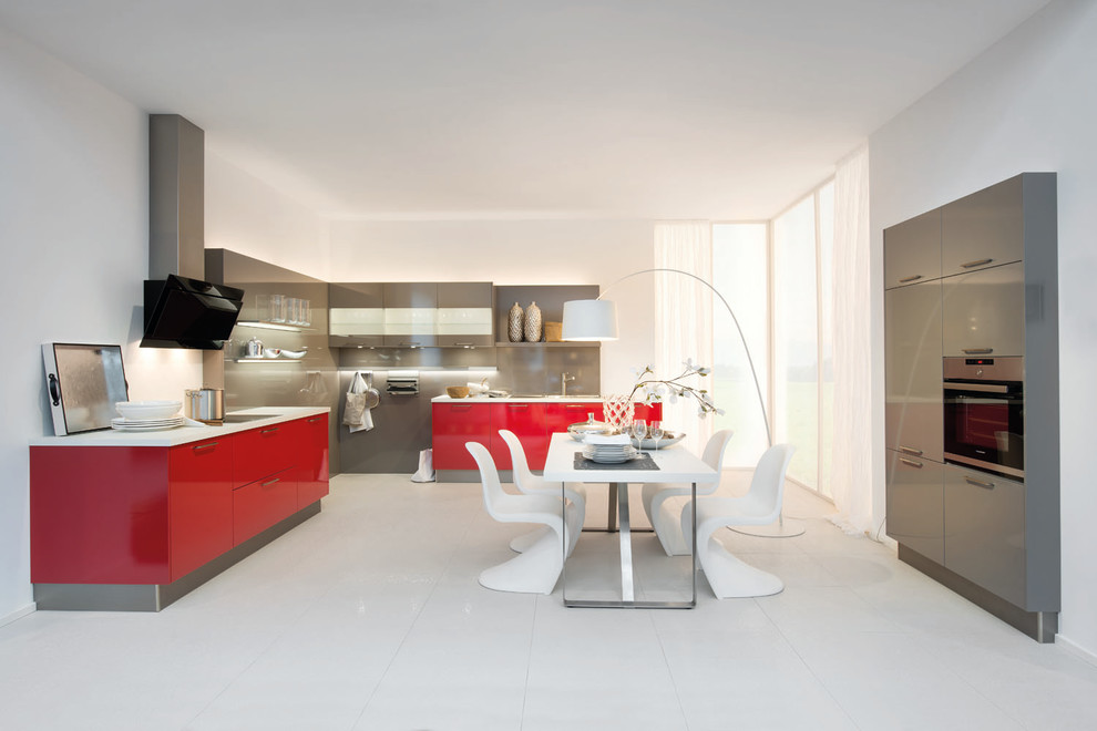 Design ideas for a contemporary kitchen in Cambridgeshire.
