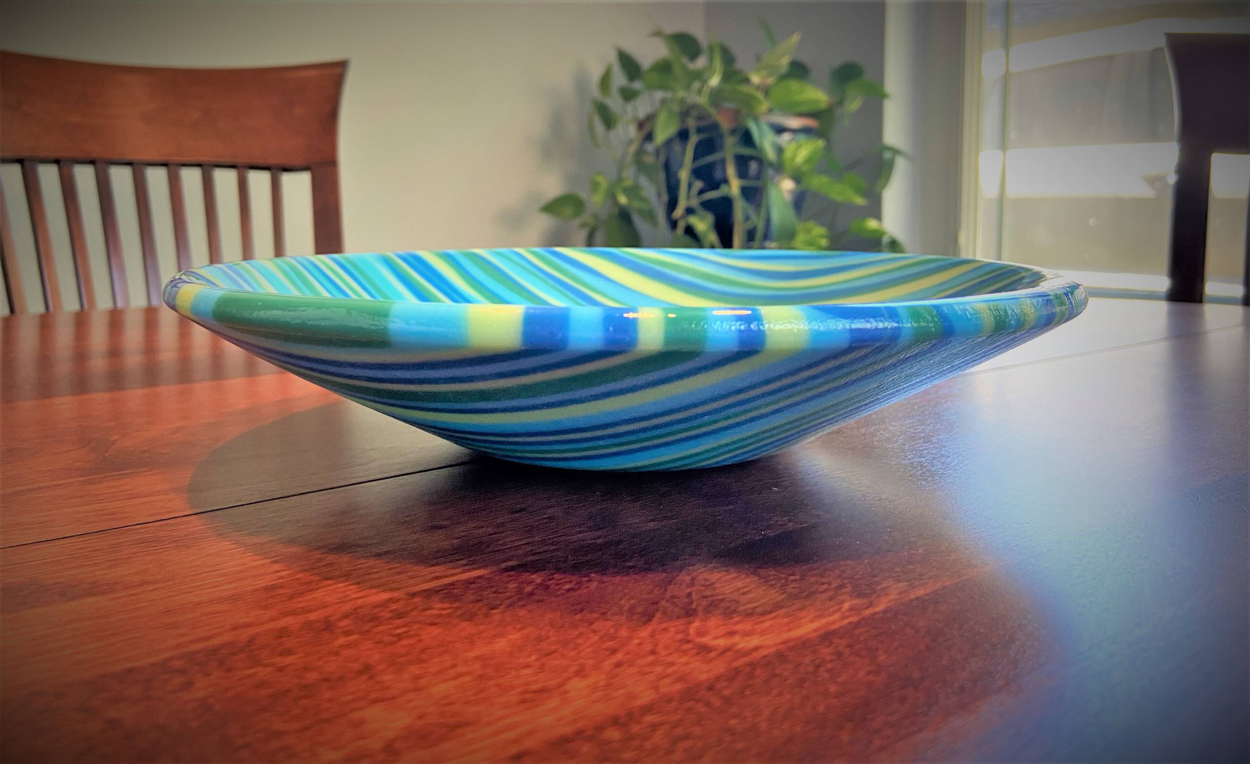 9" Blue/Turquoise/Green Serving Bowl
